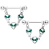 Gaby 14 Gauge 1/2 Green Gem Trio UFO Space Alien Dangle Nipple Ring Set