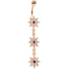 Gaby Clear Blue Gem Rose Gold Tone Triple Star Dangle Belly Ring