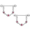 Gaby 14 Gauge 3/4 Pink Gem Knotted Flower Dangle Nipple Ring Set