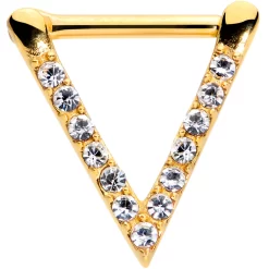 16 Gauge 5/16 Clear CZ Gem Gold Tone Sleek Triangle Septum Clicker