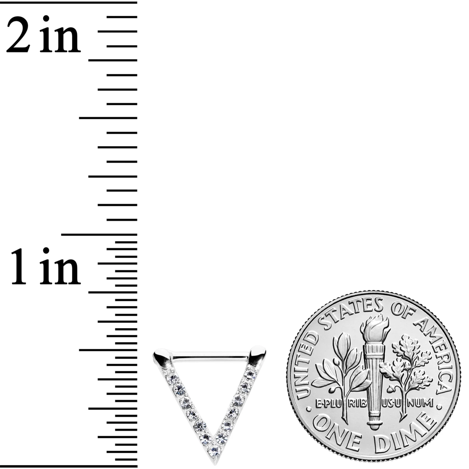 16 Gauge 5/16 Clear CZ Gem Sleek Triangle Septum Clicker 3 16 Gauge 5/16 Clear CZ Gem Sleek Triangle Septum Clicker - Image 3