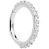 16 Gauge 5/16 Clear CZ Gem Stainless Steel Hinged Segment Ring