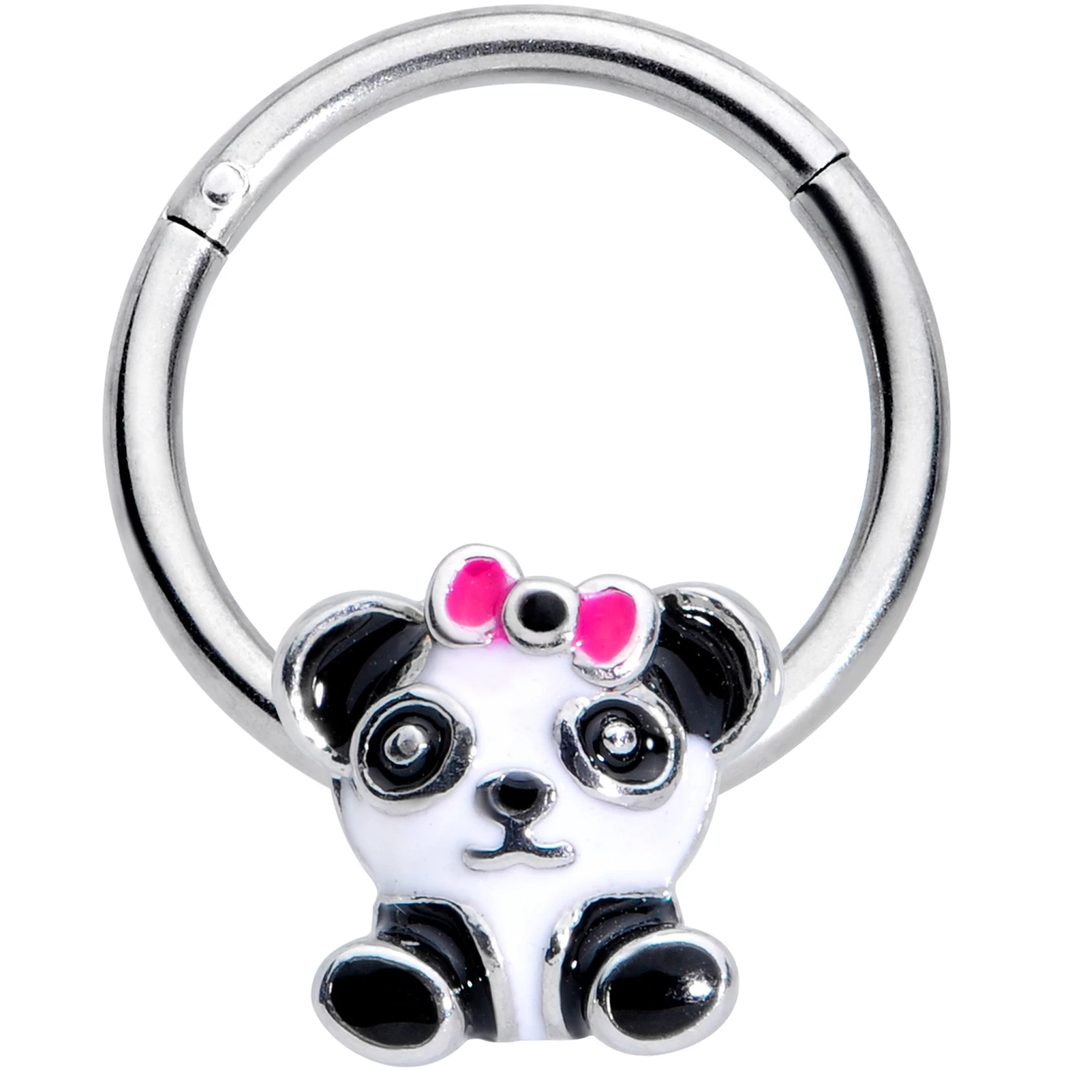 16 Gauge 3/8 Black White Precious Panda Hinged Segment Ring 1 16 Gauge 3/8 Black White Precious Panda Hinged Segment Ring