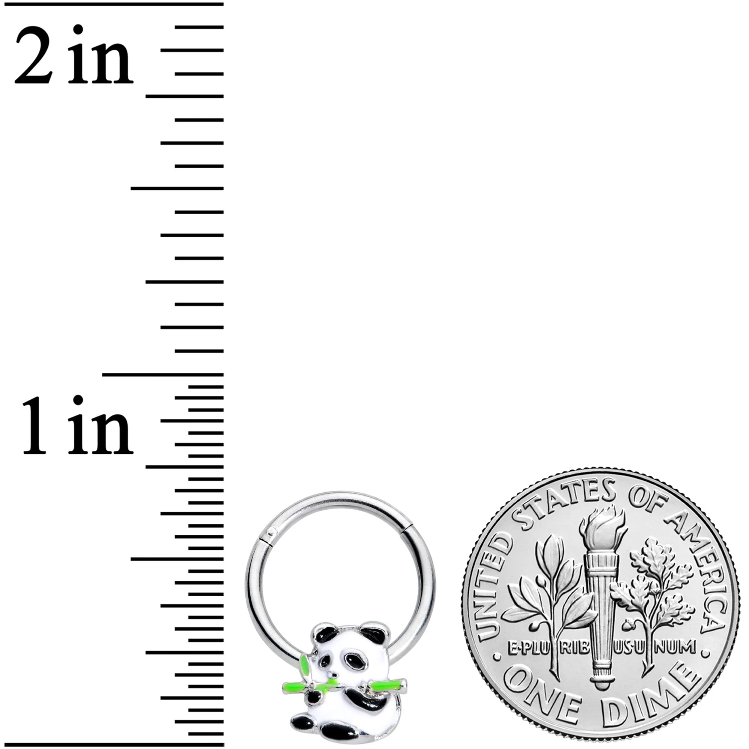 16 Gauge 3/8 Black White Hungry Panda Hinged Segment Ring 3 16 Gauge 3/8 Black White Hungry Panda Hinged Segment Ring - Image 3