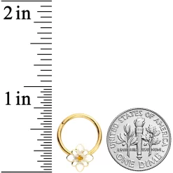 16 Gauge 3/8 Yellow Gem Gold Tone Flower Septum Clicker -Body Jewelry Store 68952.otherimage2