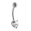 Solid 14KT White Gold Cubic Zirconia Heart Solitaire Belly Ring