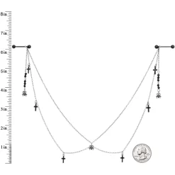 Gaby 14 Gauge 9/16 Black Gem Spider Cross Halloween Dangle Nipple Chain 7 Gaby 14 Gauge 9/16 Black Gem Spider Cross Halloween Dangle Nipple Chain -Body Jewelry Store 69006.otherimage3