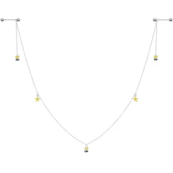 Gaby 14 Gauge 9/16 Yellow Flower Bee Dangle Nipple Chain