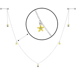 Gaby 14 Gauge 9/16 Yellow Flower Bee Dangle Nipple Chain 6 Gaby 14 Gauge 9/16 Yellow Flower Bee Dangle Nipple Chain -Body Jewelry Store 69008.otherimage2