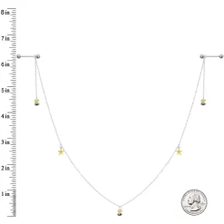 Gaby 14 Gauge 9/16 Yellow Flower Bee Dangle Nipple Chain 7 Gaby 14 Gauge 9/16 Yellow Flower Bee Dangle Nipple Chain -Body Jewelry Store 69008.otherimage3