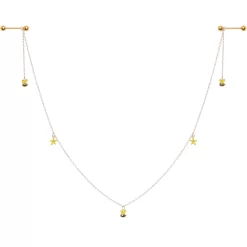 Gaby 14 Gauge 9/16 Gold Tone Yellow Flower Bee Dangle Nipple Chain