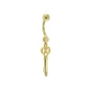 Solid 14KT Yellow Gold Cubic Zirconia SKELETON KEY Belly Ring.