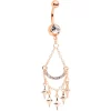 Gaby Clear Gem Rose Gold Tone Double Drama Chandelier Dangle Belly Ring