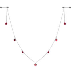 Gaby 14 Gauge 9/16 Red Rose Flower Valentine Dangle Nipple Chain