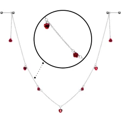 Gaby 14 Gauge 9/16 Red Rose Flower Valentine Dangle Nipple Chain 6 Gaby 14 Gauge 9/16 Red Rose Flower Valentine Dangle Nipple Chain -Body Jewelry Store 69017.otherimage2