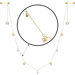 Gaby 14 Gauge 9/16 Clear Gem Gold Tone Butterfly Dangle Nipple Chain -Body Jewelry Store 69019.otherimage2