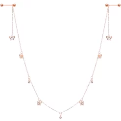 Gaby 14 Gauge 9/16 Clear Gem Rose Gold Tone Butterfly Dangle Nipple Chain