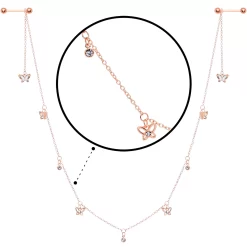 Gaby 14 Gauge 9/16 Clear Gem Rose Gold Tone Butterfly Dangle Nipple Chain -Body Jewelry Store 69020.otherimage2