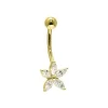 Solid 14KT Yellow Gold Cubic Zirconia LILY Belly Ring