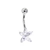 Solid 14KT White Gold Cubic Zirconia LILY Belly Ring