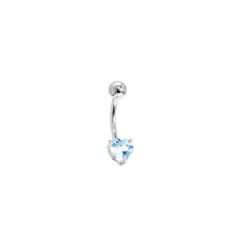 14kt White Gold Genuine Blue Topaz Heart Belly Ring