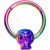 Gaby 16 Gauge 3/8 Rainbow Plated Scary Skull Hinged Segment Ring