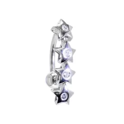 Solid 14KT White Gold TOP MOUNT Cubic Zirconia STAR DROP Belly Ring