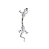 Solid 14KT White Gold Cubic Zirconia LIZARD Belly Ring
