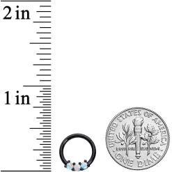 16 Gauge 5/16 White Synthetic Opal Black Trio Hinged Segment Ring 5 16 Gauge 5/16 White Synthetic Opal Black Trio Hinged Segment Ring -Body Jewelry Store 69359 BLK.otherimage2