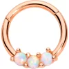 16 Gauge 5/16 White Synthetic Opal Rose Gold Tone Hinged Segment Ring