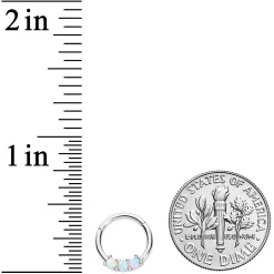 16 Gauge 5/16 White Synthetic Opal Trio Hinged Segment Ring 5 16 Gauge 5/16 White Synthetic Opal Trio Hinged Segment Ring -Body Jewelry Store 69359 WH.otherimage2