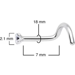 18 Gauge 1/4 Clear 2mm CZ Gem Grade 23 Titanium Left Side Nose Screw -Body Jewelry Store 69366.otherimage3