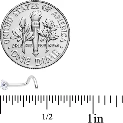 18 Gauge 5/16 Clear 3mm CZ Gem Grade 23 Titanium Left Side Nose Screw -Body Jewelry Store 69368.otherimage2