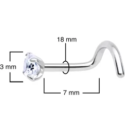 18 Gauge 5/16 Clear 3mm CZ Gem Grade 23 Titanium Left Side Nose Screw -Body Jewelry Store 69368.otherimage3