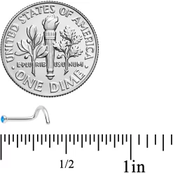 18 Gauge 7mm Blue 2mm Synthetic Opal Titanium Left Nose Ring Screw -Body Jewelry Store 69372 BL.otherimage2