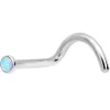 18 Gauge 7mm White 2mm Synthetic Opal Titanium Left Nose Ring Screw