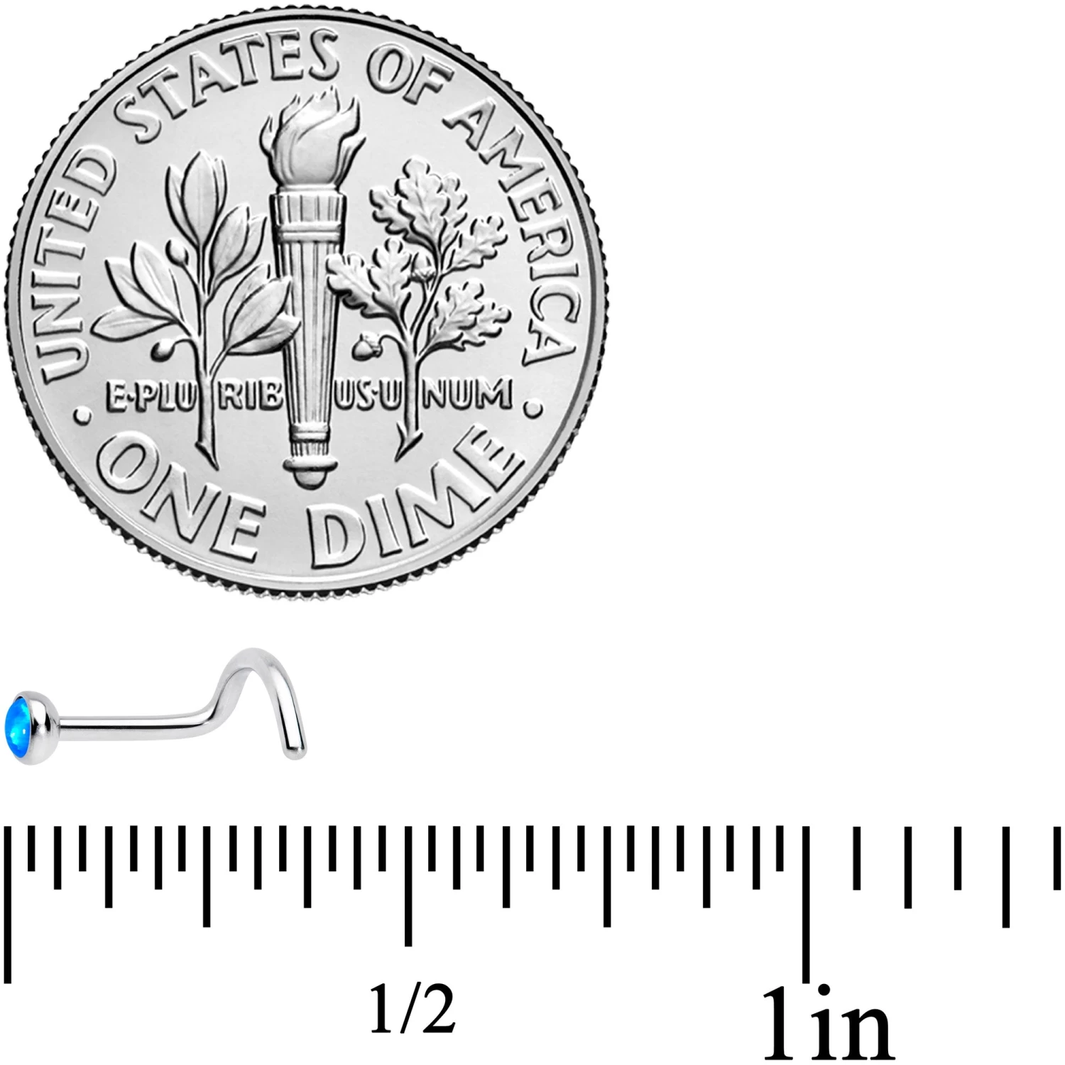 18 Gauge 7mm Blue 3mm Synthetic Opal Titanium Left Nose Ring Screw 3 18 Gauge 7mm Blue 3mm Synthetic Opal Titanium Left Nose Ring Screw - Image 3