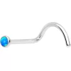 20 Gauge 7mm Blue 2mm Synthetic Opal Titanium Left Nose Ring Screw