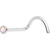20 Gauge 7mm White 2mm Synthetic Opal Titanium Left Nose Ring Screw