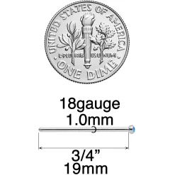 18 Gauge 3/4 Blue 2mm Synthetic Opal Titanium Fishtail Nose Ring -Body Jewelry Store 69376 BL.otherimage2