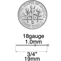 18 Gauge 3/4 White 2mm Synthetic Opal Titanium Fishtail Nose Ring -Body Jewelry Store 69376 WH.otherimage2