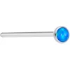 18 Gauge 3/4 Blue 3mm Synthetic Opal Titanium Fishtail Nose Ring