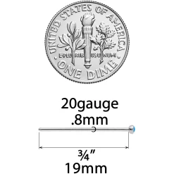 20 Gauge 3/4 Blue 2mm Synthetic Opal Titanium Fishtail Nose Ring -Body Jewelry Store 69378 BL.otherimage2