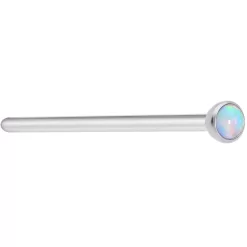 20 Gauge 3/4 White 2mm Synthetic Opal Titanium Fishtail Nose Ring