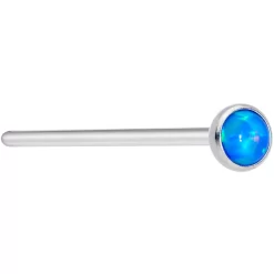 20 Gauge 3/4 Blue 3mm Synthetic Opal Titanium Fishtail Nose Ring
