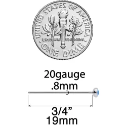 20 Gauge 3/4 Blue 3mm Synthetic Opal Titanium Fishtail Nose Ring -Body Jewelry Store 69379 BL.otherimage2