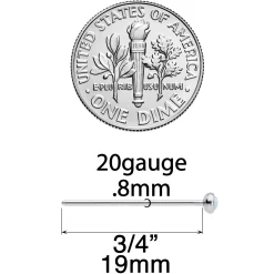 20 Gauge 3/4 White 3mm Synthetic Opal Titanium Fishtail Nose Ring -Body Jewelry Store 69379 WH.otherimage2