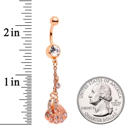 Clear Gem Rose Gold Tone Nautical Shell Dangle Belly Ring -Body Jewelry Store 69529.otherimage2