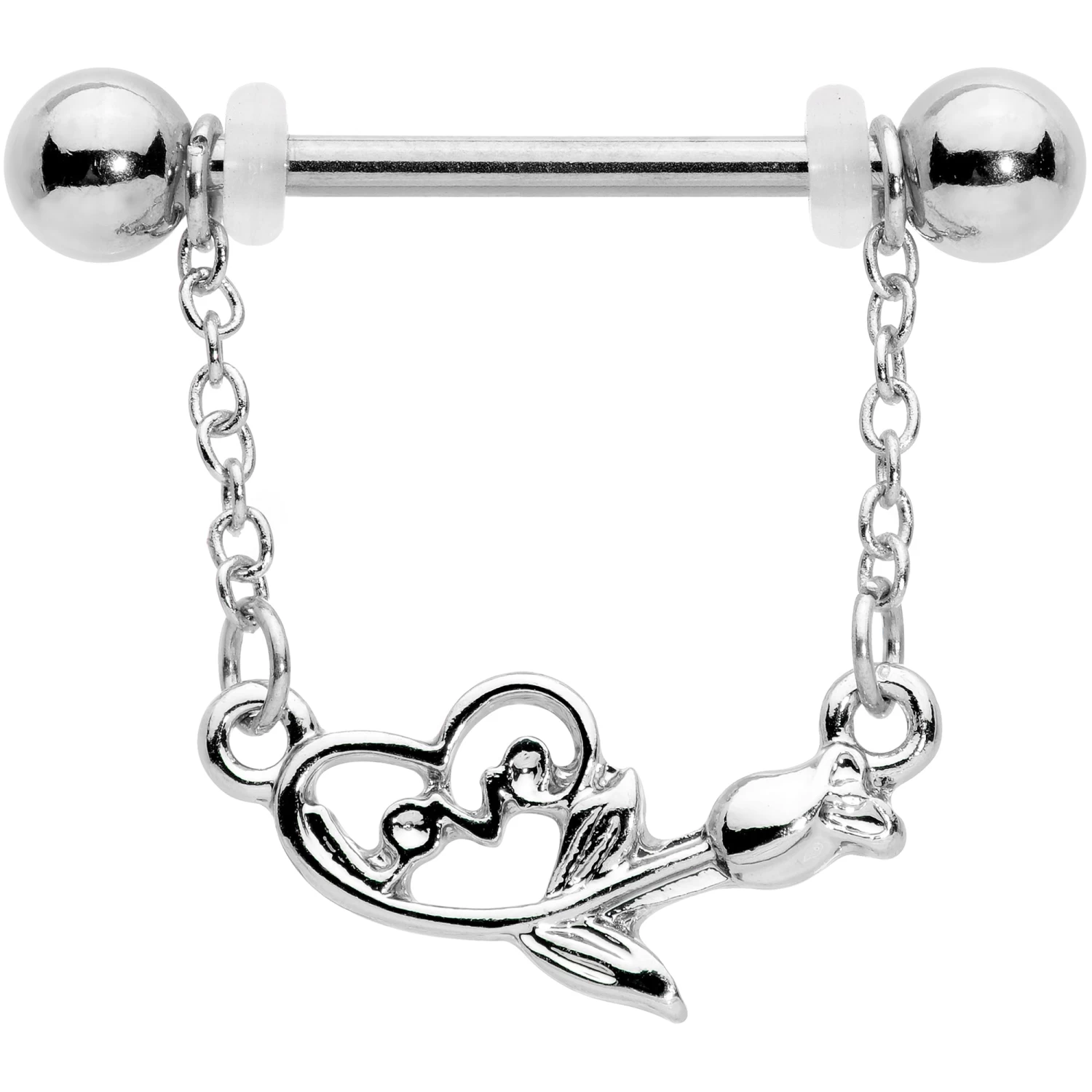 Gaby 14 Gauge 11/16 Love Rose Dangle Nipple Ring Set 2 Gaby 14 Gauge 11/16 Love Rose Dangle Nipple Ring Set - Image 2