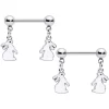 Gaby 14 Gauge 9/16 Glow In The Dark Easter Bunny Dangle Nipple Ring Set